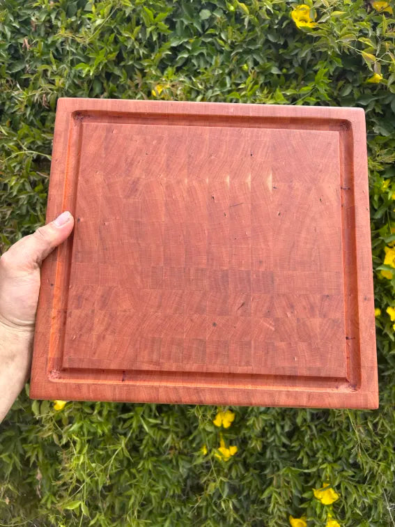 Handmade Cherry end grain cutting board with juice groove