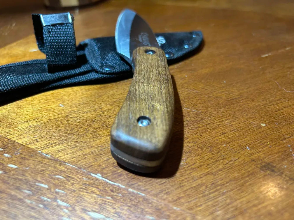 Handmade knife with Shedua wood handle sheath included