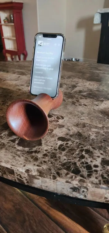 Handmade mahogany wood phone speaker
